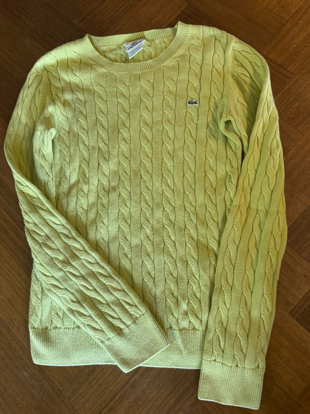 Lacoste Yellow-Green Knitted Sweater with Crocodile Tag
